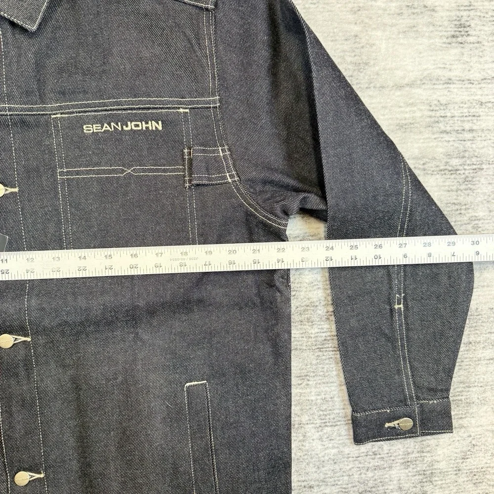 Vintage NWT Sean John Boys‎ Large 16-18 Jacket Denim Jean Distressed Logo Y2K